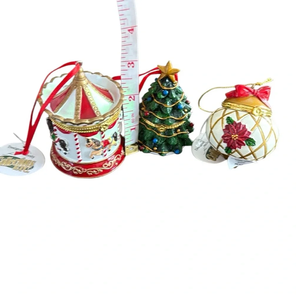 Collections Etc Hand Painted Trinket Ornaments for Small Gifts Lot Of 3 NWT